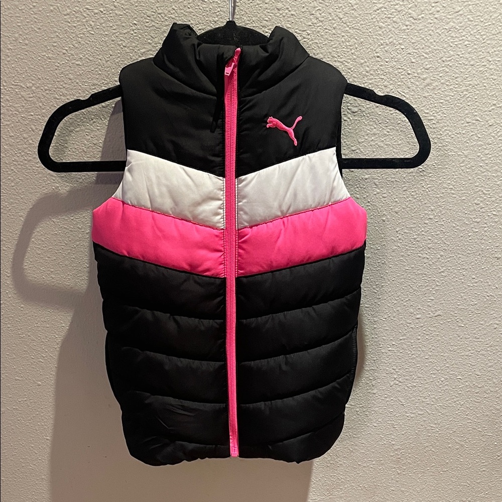 Puma Kids Vest - Black, Pink, and White